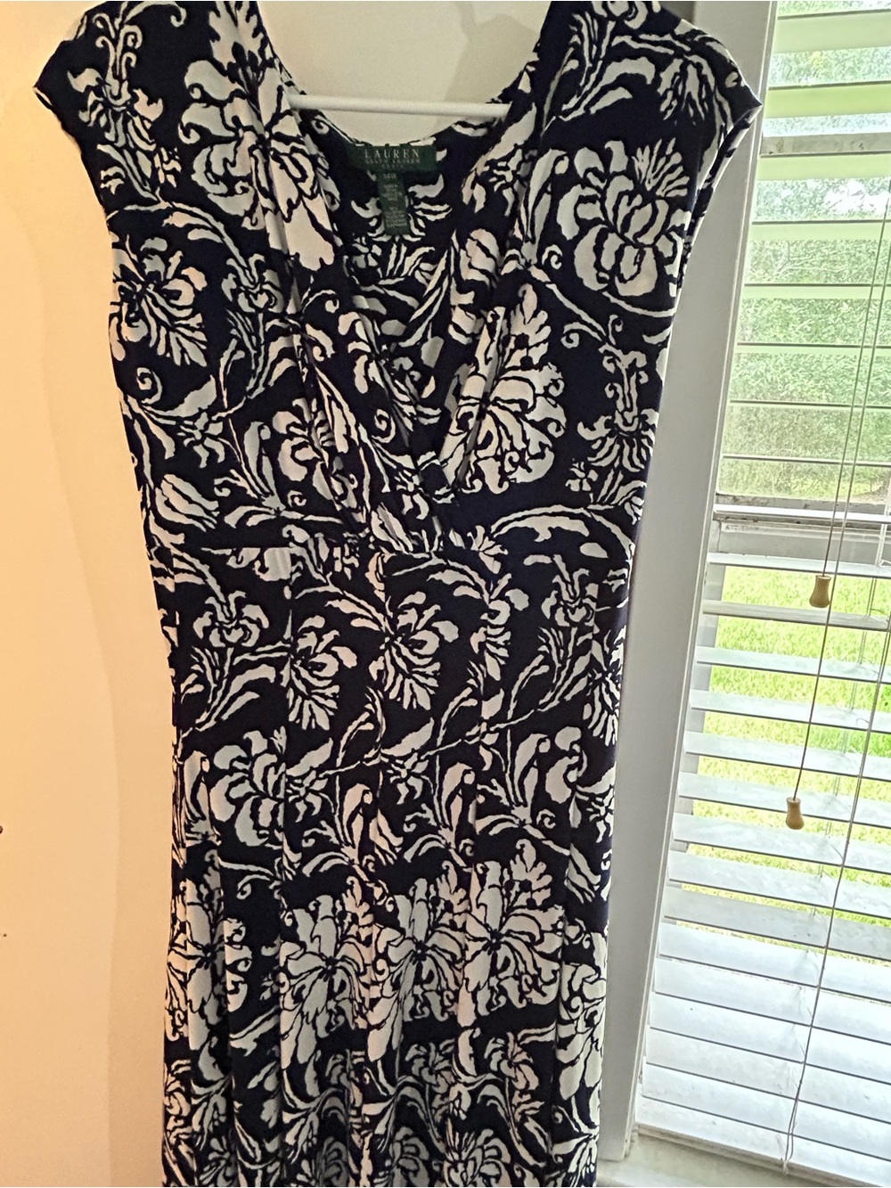 Lauren Ralph Lauren Navy and White Floral-Print Midi Dress